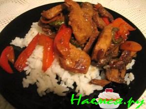 Свинина по-китайски с овощами и шампиньонами