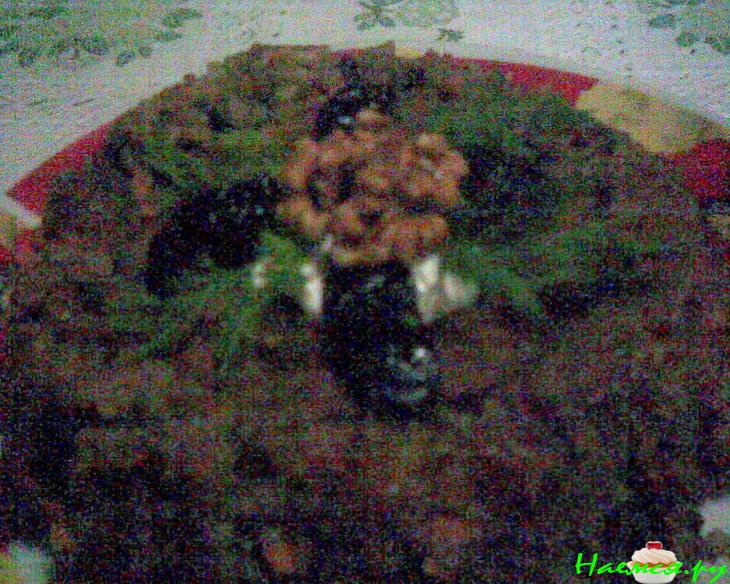 Пикантная рисовая запеканочка с куриной печенью и черносливом