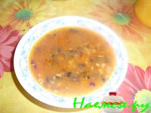 Суп грибной с овсяными хлопьями