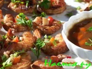 Креветки жареные в гранатовом сиропе