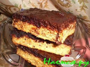 Манный пирог на ряженке с шоколадной заливкой Манный пирог на ряженке с шоколадной заливкой