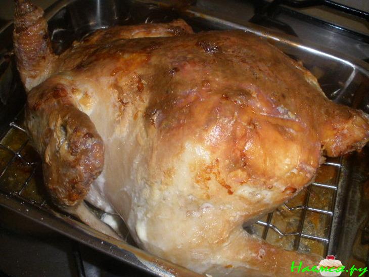 Курица, фаршированная гречкой с грибами