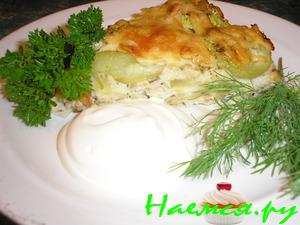 Пирог-запеканка из кабачка-цукини и курицы
