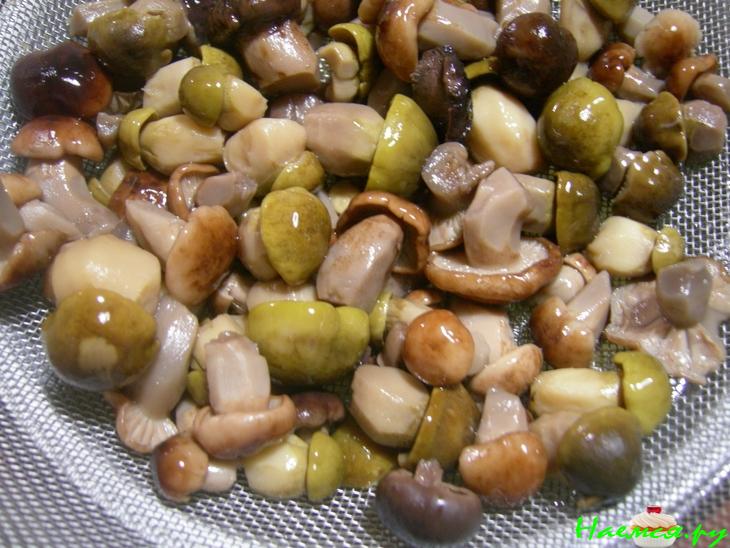 Теплый салат с грибами