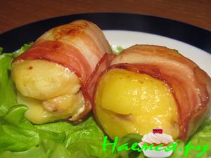 Картофель фаршированный в беконе