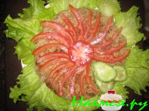 Закусочный торт с молоками красных рыб