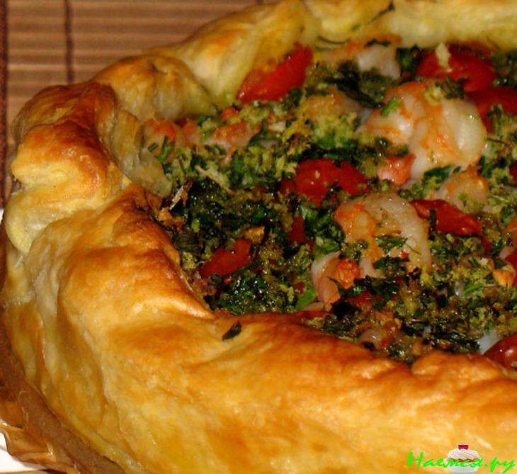 Тарт с креветками и помидорами черри Тарт с креветками и помидорами черри