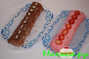 Нежные рулеты с баунти и клубникой Нежные рулеты с баунти и клубникой