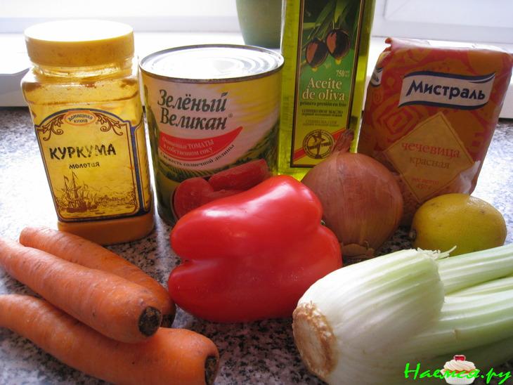 Суп из красной чечевицы с овощами