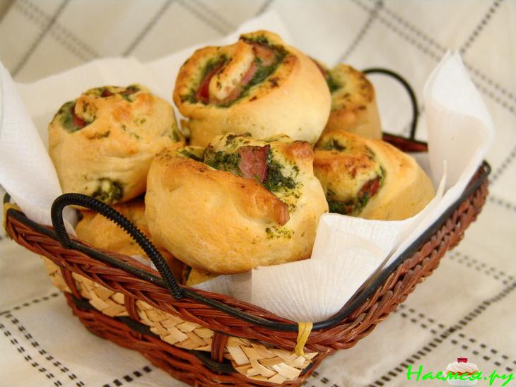 Рулетики с ветчиной и шпинатом