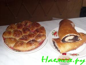 Сливово-персиковый булочко-пирог и шоколадно-маковый рулет