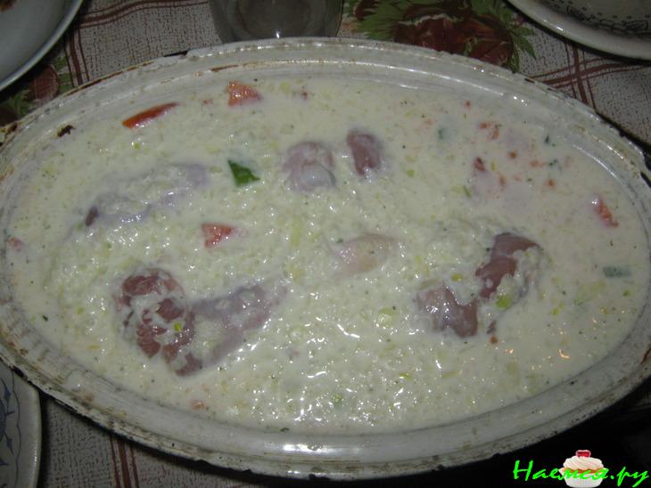 Курочка с овощами и чесноком