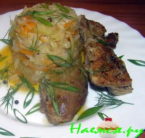Тушеная капуста с уткой
