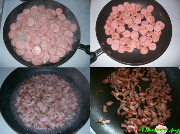 Необычные драники - котлеты с сыром, сосисками и беконом Необычные драники - котлеты с сыром, сосисками и беконом