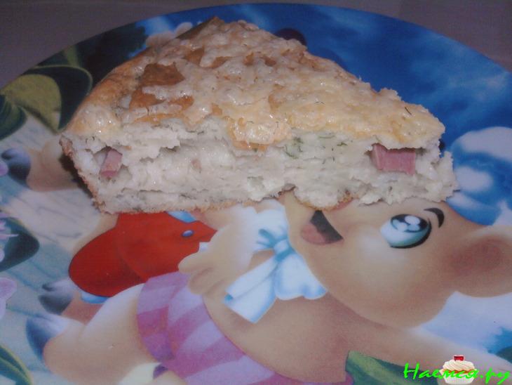 Пирог из капусты с ветчиной