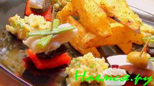 Канапе с пикантной фасолью и селёдкой. Вариант подачи селёдочного салата