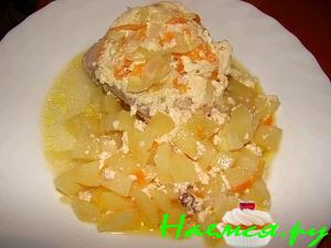 Курочка с картошкой в горшочке