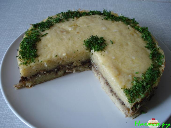 Картофельный торт с грибами и сыром Картофельный торт с грибами и сыром