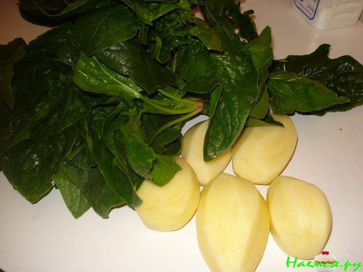 Зелёный борщ из шпината заправленный яично-лимонным соусом