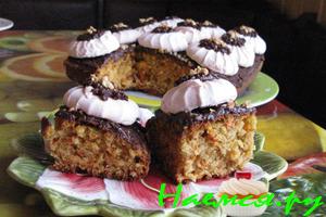 Сладкий морковно-лимоный пирог с зефиром и шоколадом