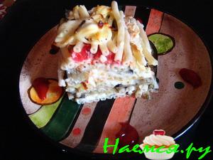 Макаронная запеканка с баклажанами и сыром