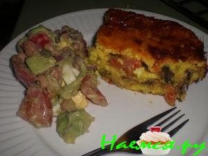 Сырно-рыбно-грибная запеканка Сырно-рыбно-грибная запеканка