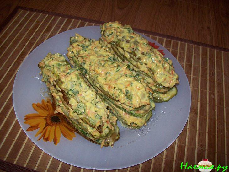 Кабачки слоёные, фаршированные