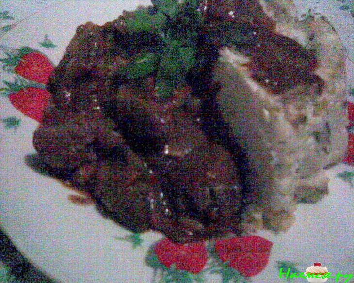 Пряная куриная печеночка с кетчупом и коньяком