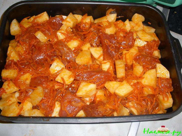 Мясо с картофелем в маринаде