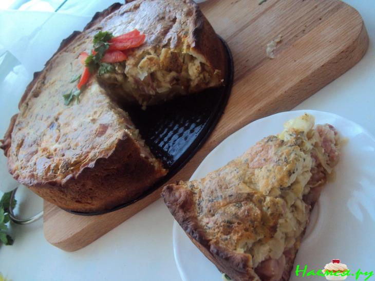 Эльзасский пирог с луком и ветчиной