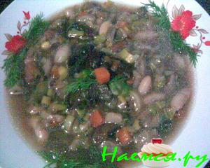 Густой грибной суп с фасолью и овощами (постный)