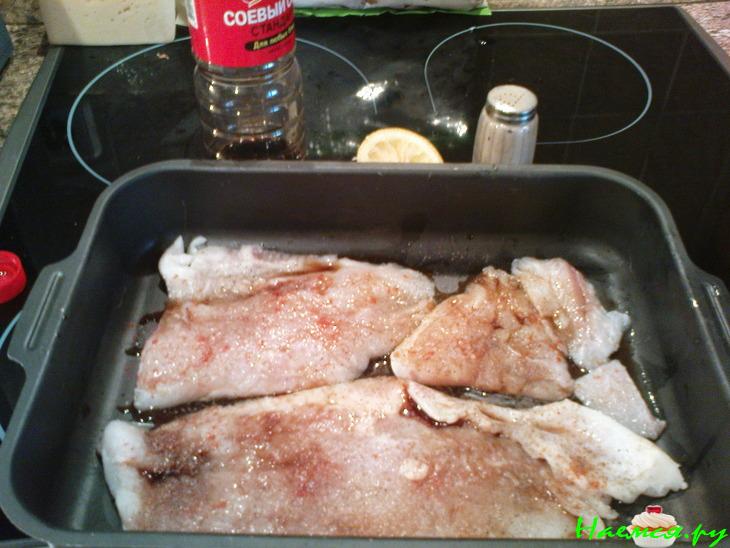 Морской язык под шампиньоновой шапкой