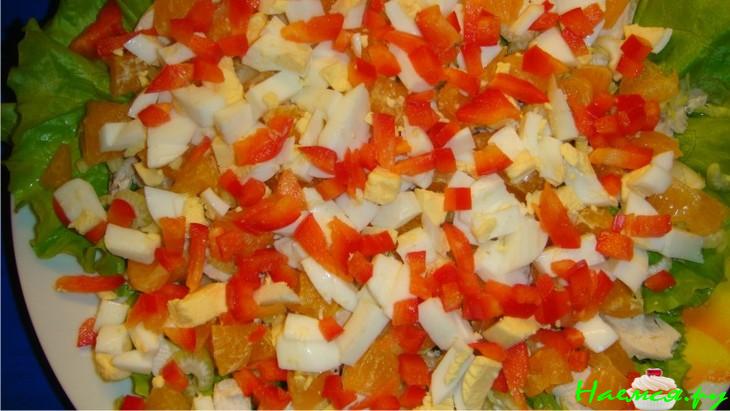 Салат из куриного филе с мандаринами 
