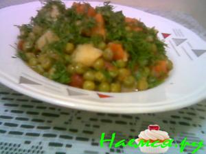 Зеленый горошек, тушеный с овощами Зеленый горошек, тушеный с овощами