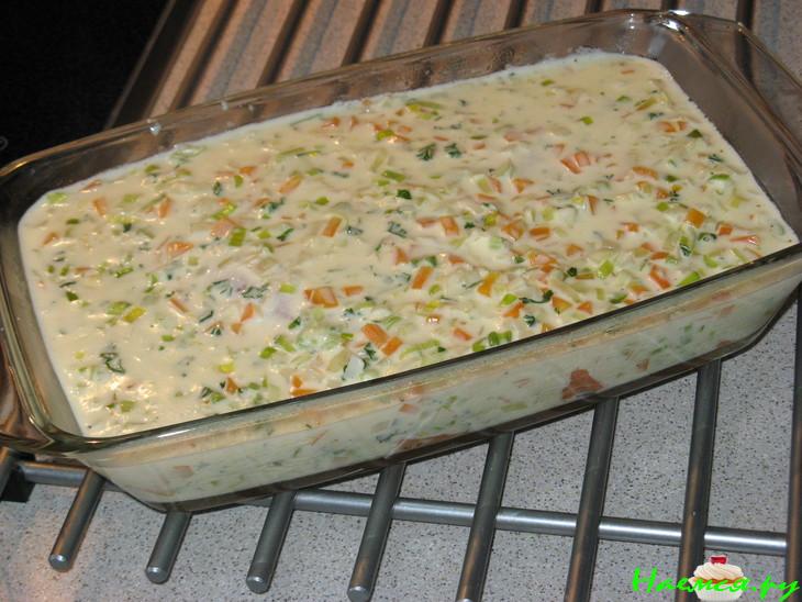 Лосось в сливочном соусе с овощами