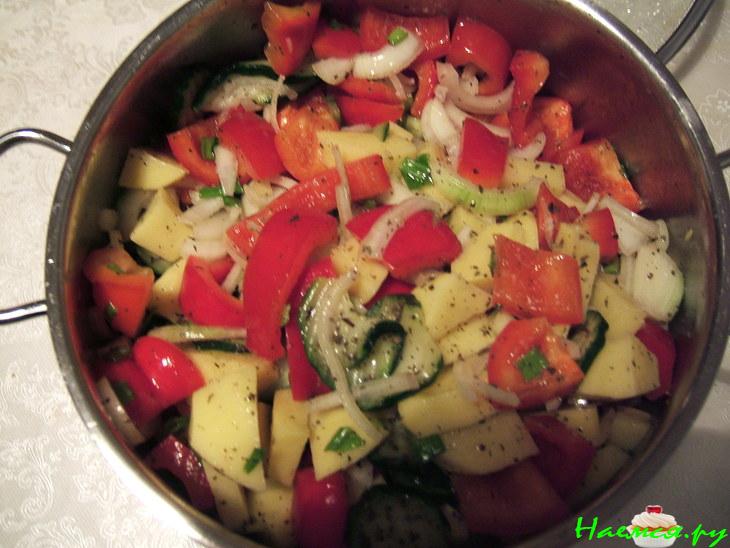 Просто мясо в маринаде с овощами Просто мясо в маринаде с овощами