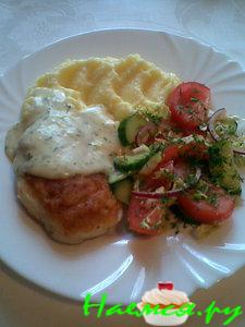 Котлетки из пангасии с укропным соусом