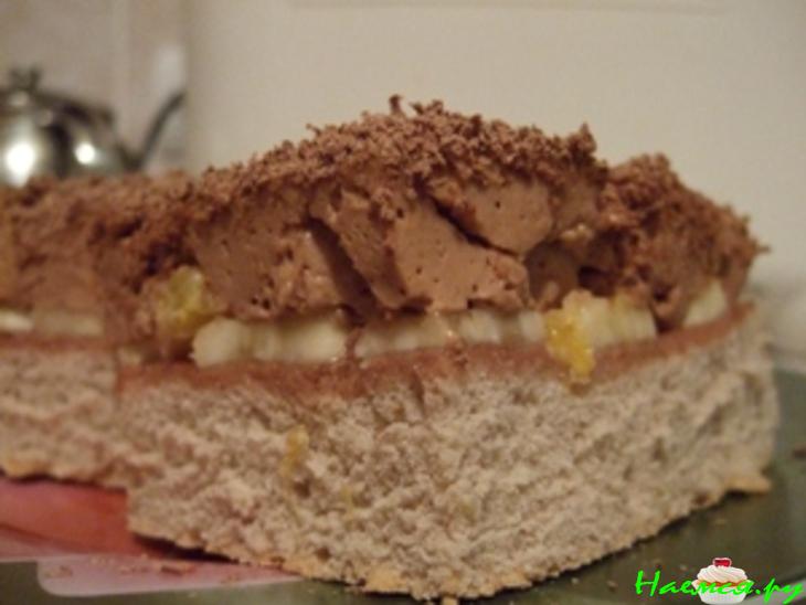 Шоколадное суфле с апельсиново-банановой прослойкой