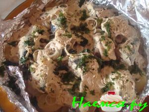 Картофельная запеканка со скумбрией