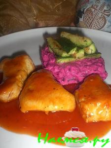 Медальоны под кисло-сладким соусом Медальоны под кисло-сладким соусом