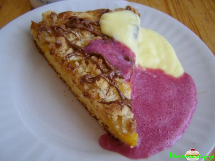 Персиковый пирог / Ванильный соус