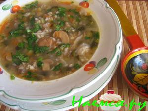 Суп с перловкой и грибами