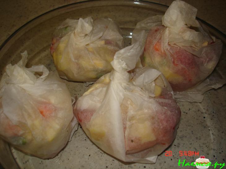 Курица в пергаментных мешочках