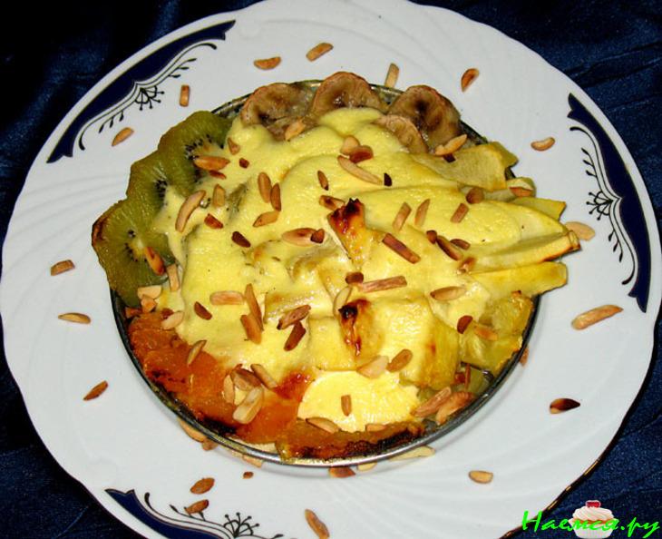 Гратинированные тропические фрукты с творогом