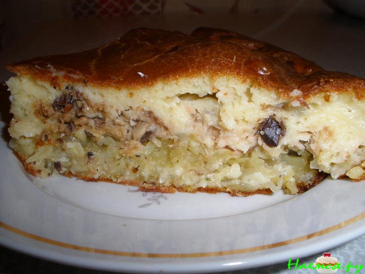 Пирог быстрый (с картошкой и рыбной консервой)