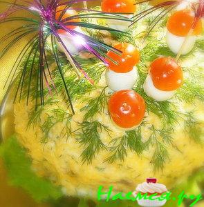 Капустный торт и скумбрией