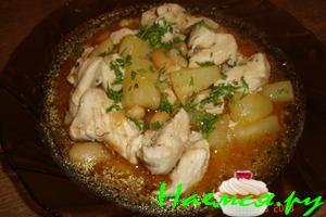 Курица с ананасом и фасалью