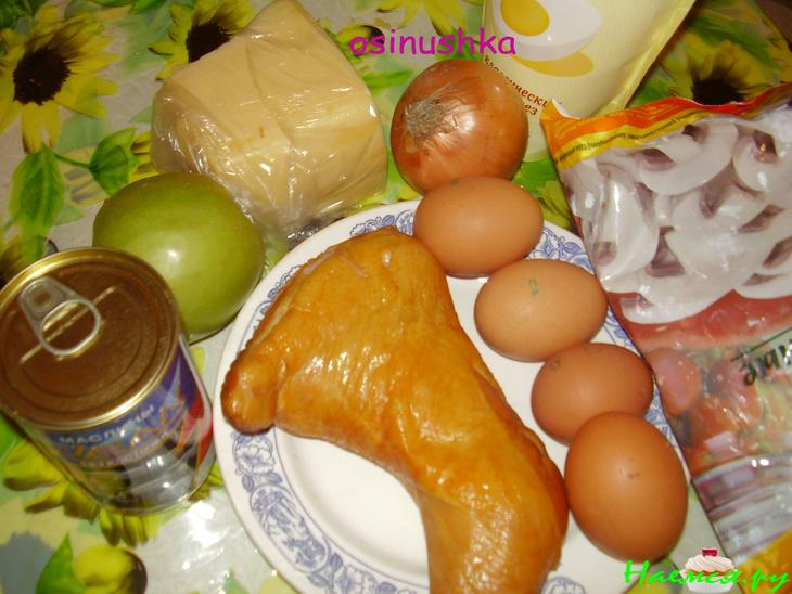 Салат "Березка" с копченым окорочком