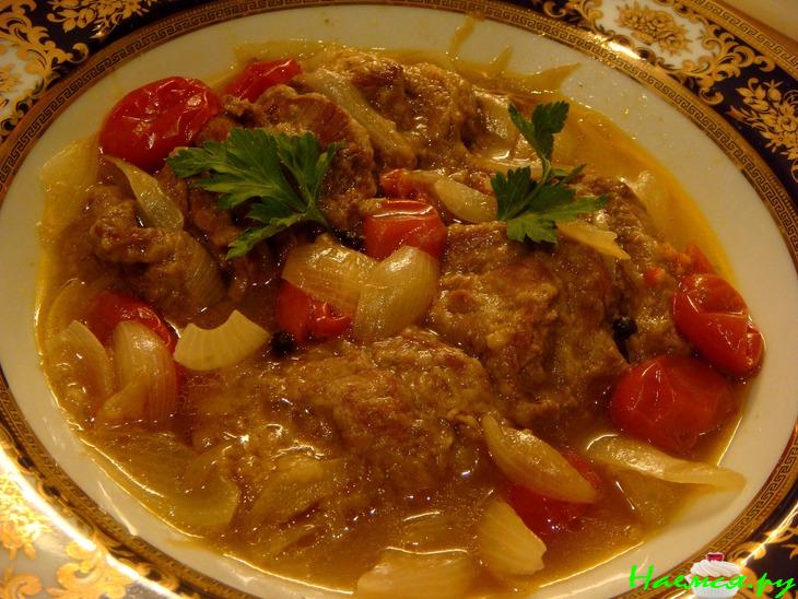 Вырезка говяжья, тушеная в пиве