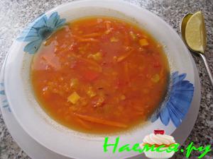 Суп из красной чечевицы с овощами